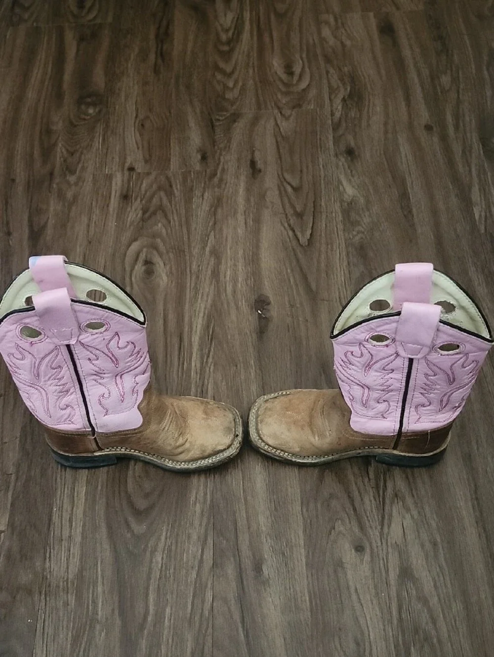 Girls Pink Shaft Brown Leather Boots Size 9
